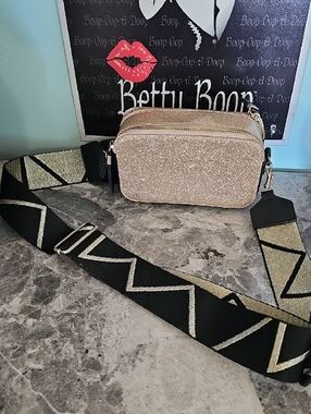 Gold Glitter Crossbody With A Thick Strap